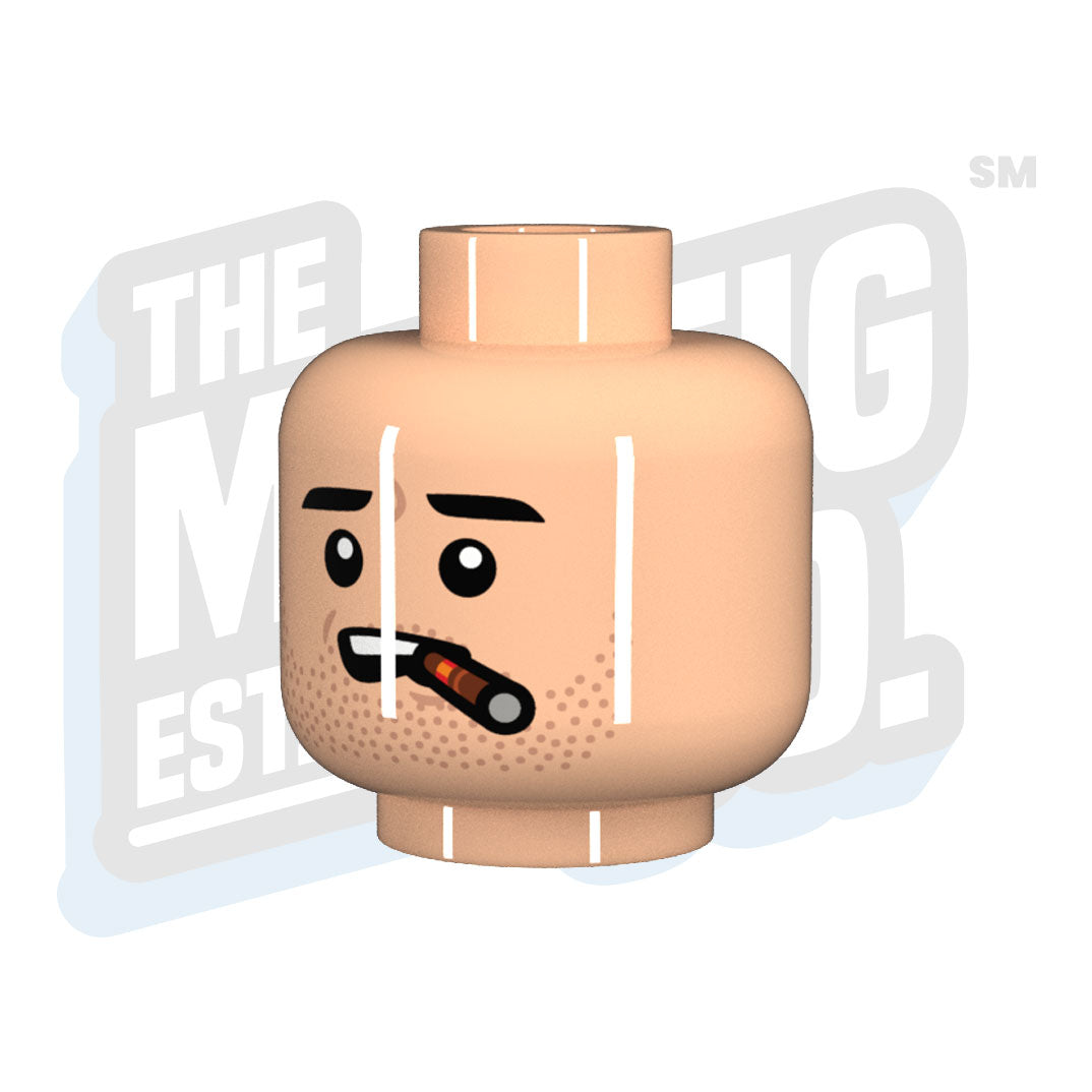 Custom Printed Lego - Cigar Head (Lt. Flesh) - The Minifig Co.