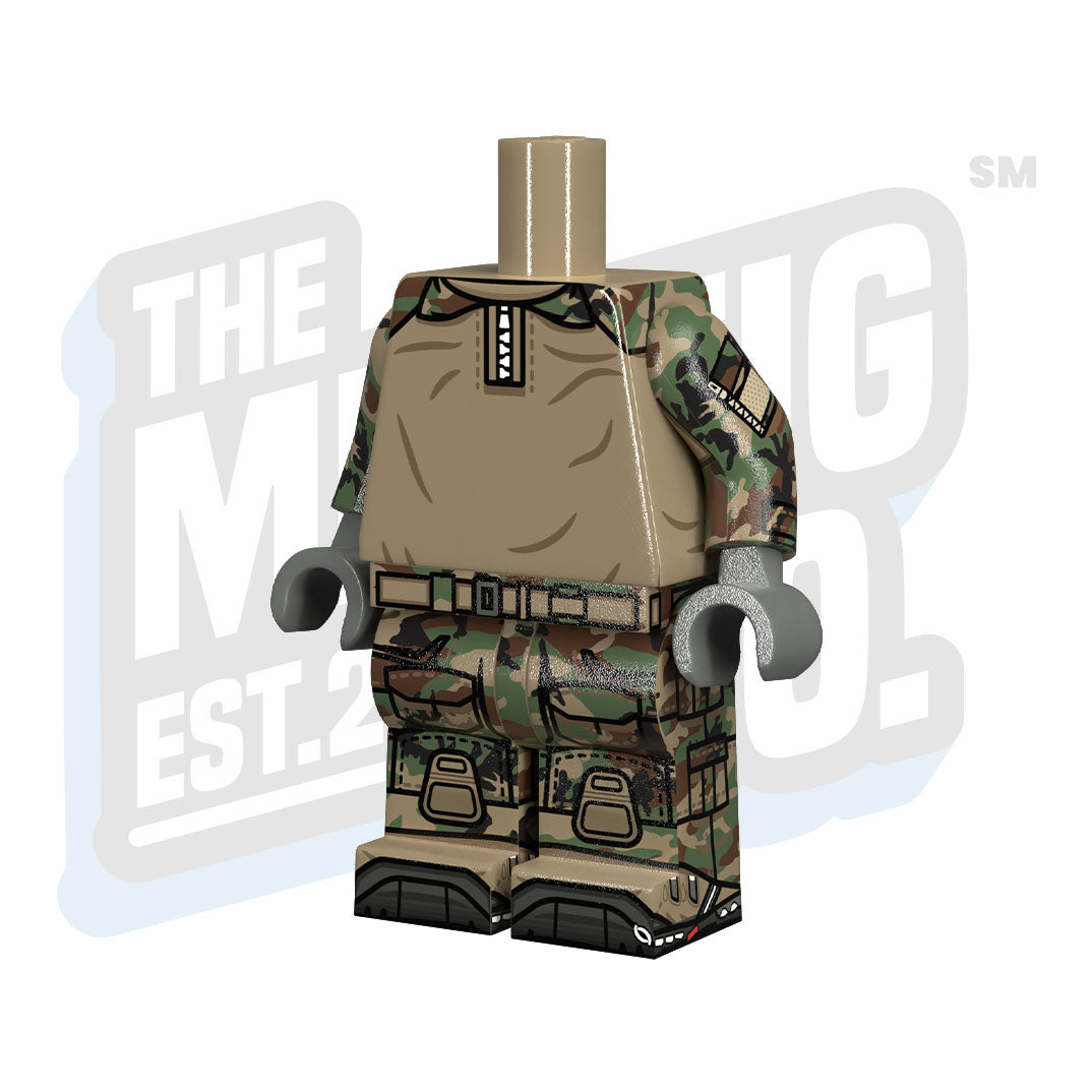 Custom Printed Lego - Combat Shirt Bodies (Woodland) - The Minifig Co.