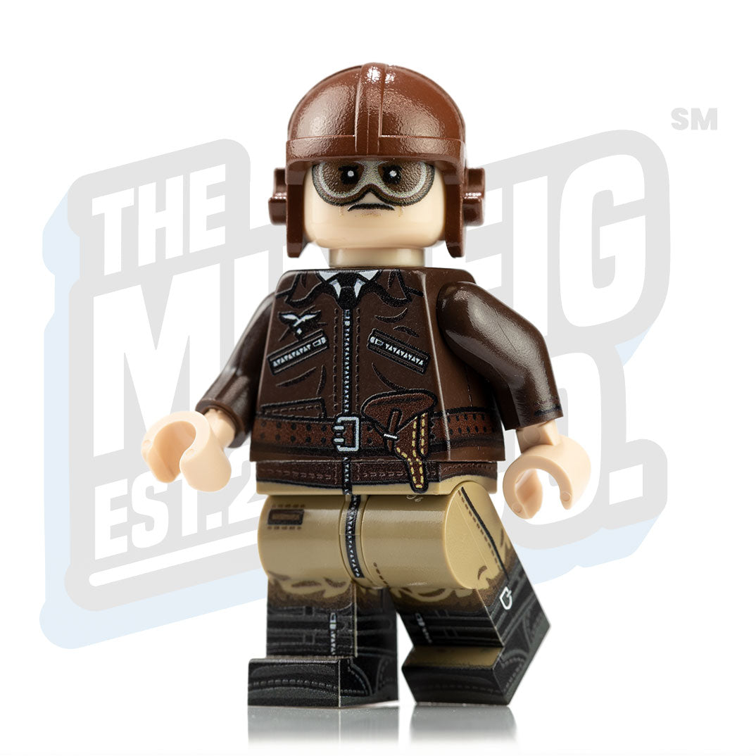 Custom Printed Lego - WWII German Pilot (Dark Brown/Dark Tan) - The Minifig Co.