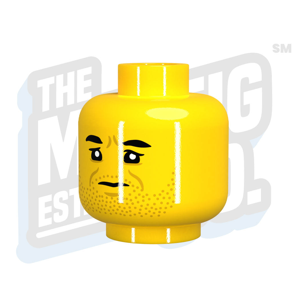 Custom Printed Lego - Captain Hanks Head (Yellow) - The Minifig Co.