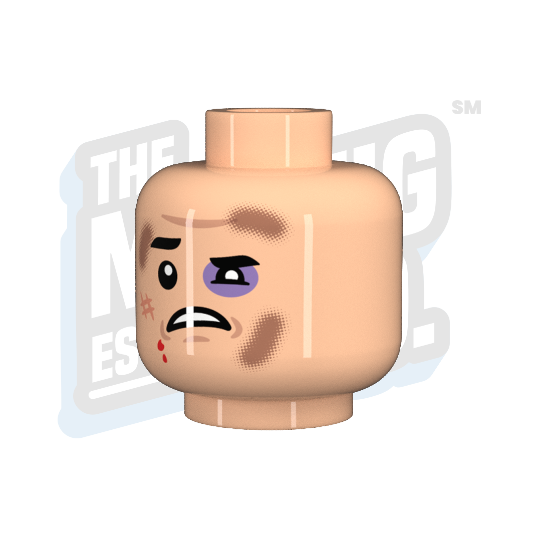 Custom Printed Lego - Beatup Head (Lt. Flesh) - The Minifig Co.