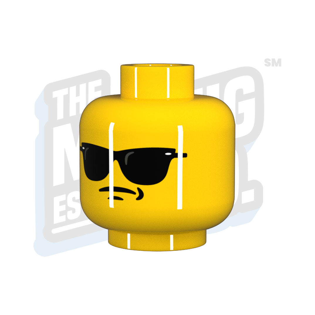 Custom Printed Lego - Wayfarer Head - Yellow - The Minifig Co.