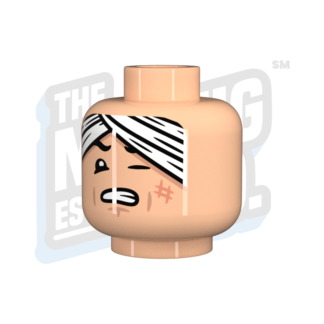 Custom Printed Lego - Wounded Head #7 (Lt. Flesh) - The Minifig Co.