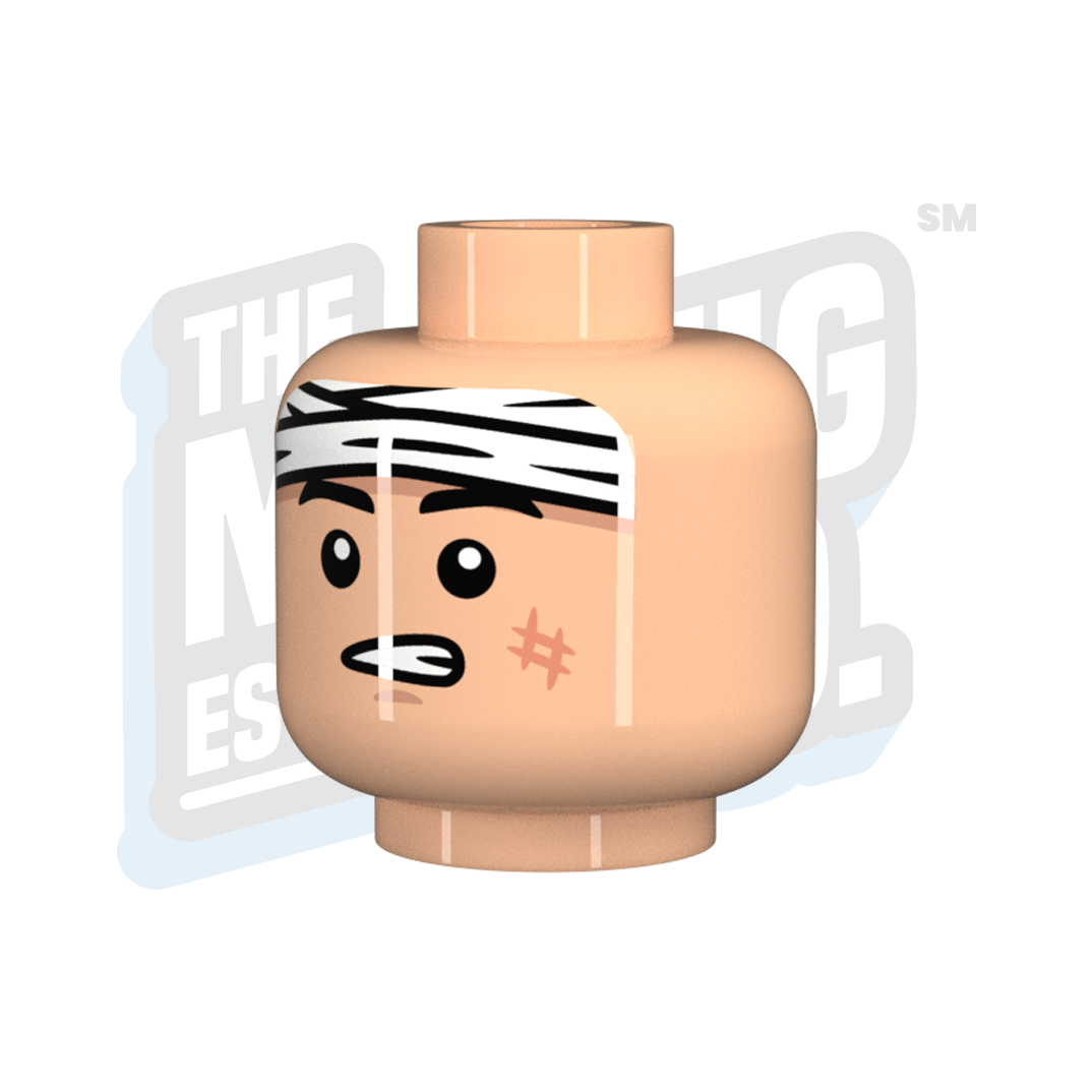 Custom Printed Lego - Wounded Head #8 (Lt. Flesh) - The Minifig Co.