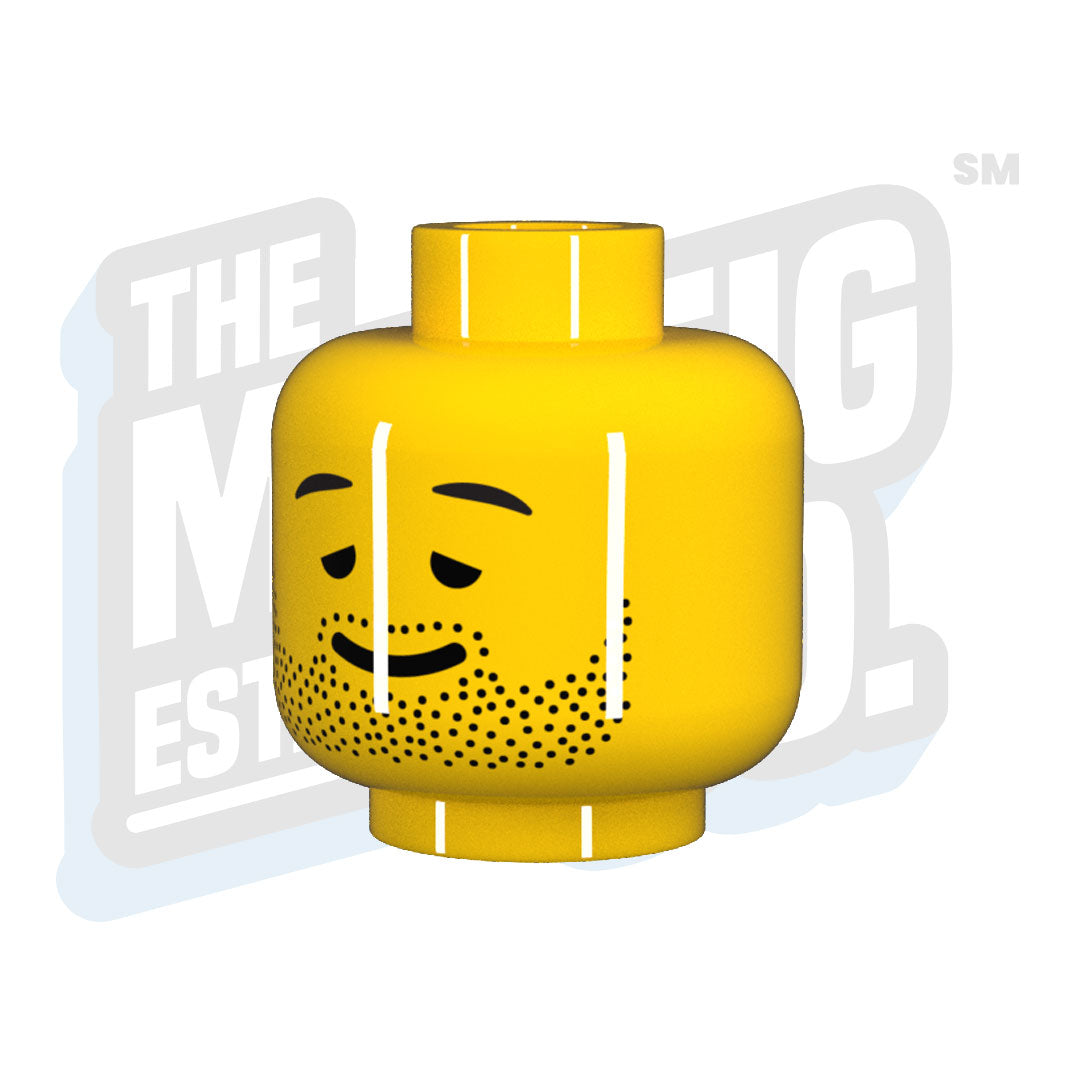 Custom Printed Lego - High Stubble Head - The Minifig Co.