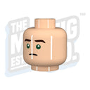Green Eye Stern Head (Lt. Flesh) - The Minifig Co.
