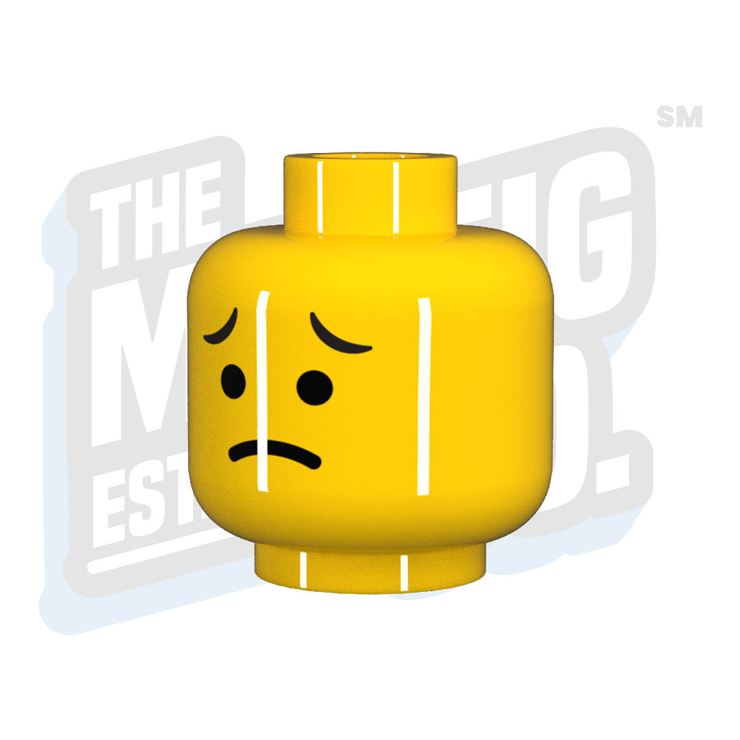 Custom Printed Lego - Sad Head - The Minifig Co.