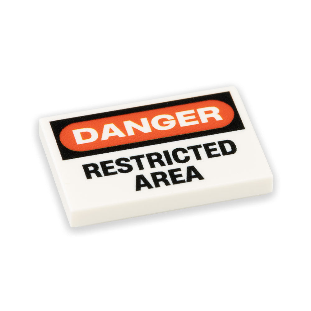 Custom Printed Lego - Danger Restricted Area Tile (2x3) - The Minifig Co.