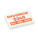 Custom Printed Lego - Divorce Hotline Tile (2x3) - The Minifig Co.